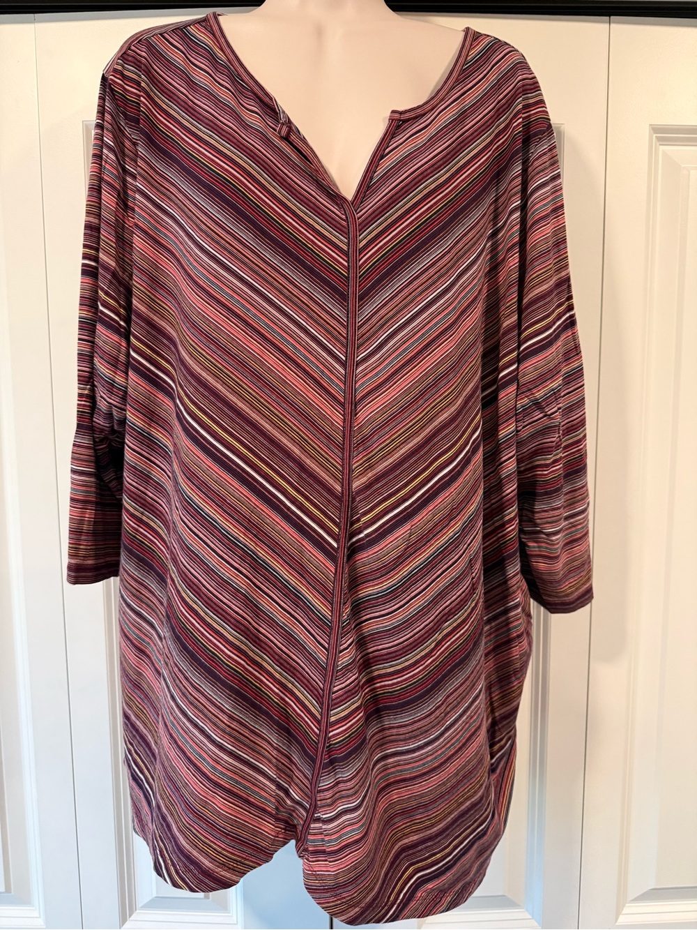 CJ Banks striped tunic top shirt v neck 3x Autumn